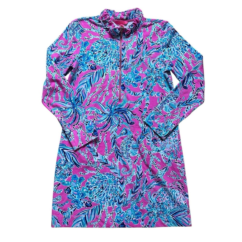 Lilly Pulitzer Womens Skipper Popover Dress "New Kids On The Dock" Print size L